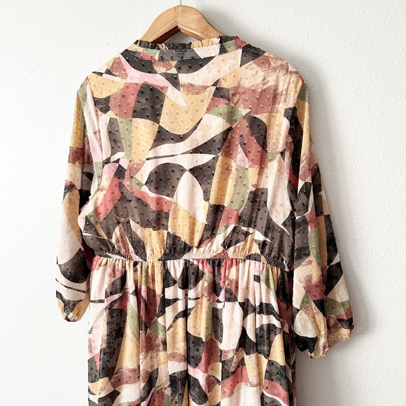 Torrid Clip Dot Abstract Geo Print Chiffon V Neck 3/4 Sleeve Dress Size 2X‎ - Picture 10 of 13